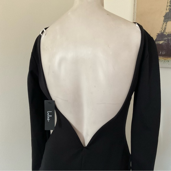 Lulu’s Black Low Cut V Back Fitted Dress M NWT - Picture 3 of 8